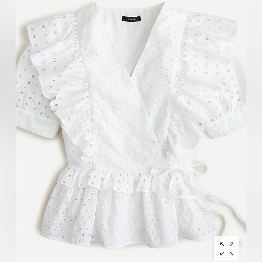 J.Crew Ruffle Eyelet Wrap Top. XS